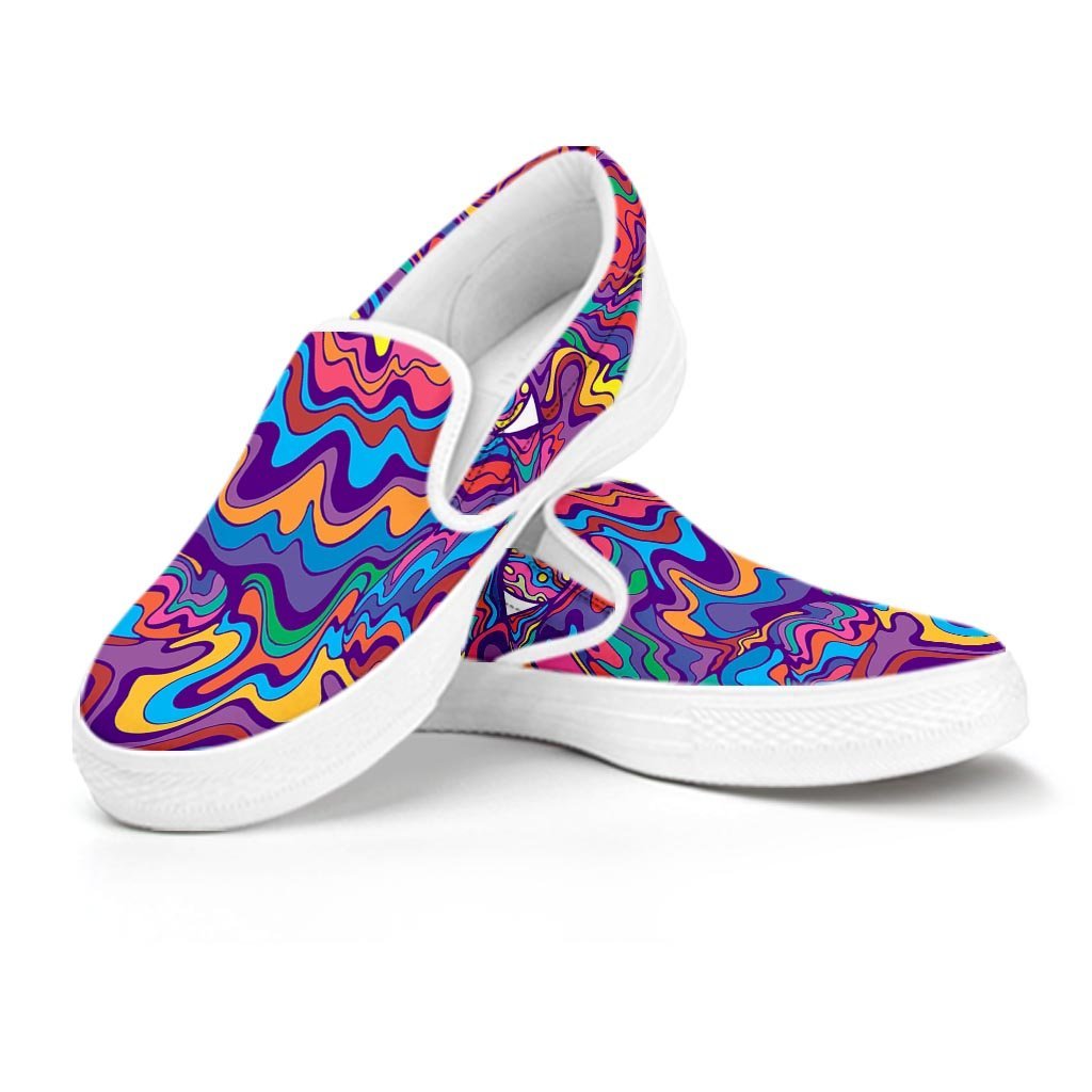 Psychedelic Face Men's Slip On Sneakers-grizzshop