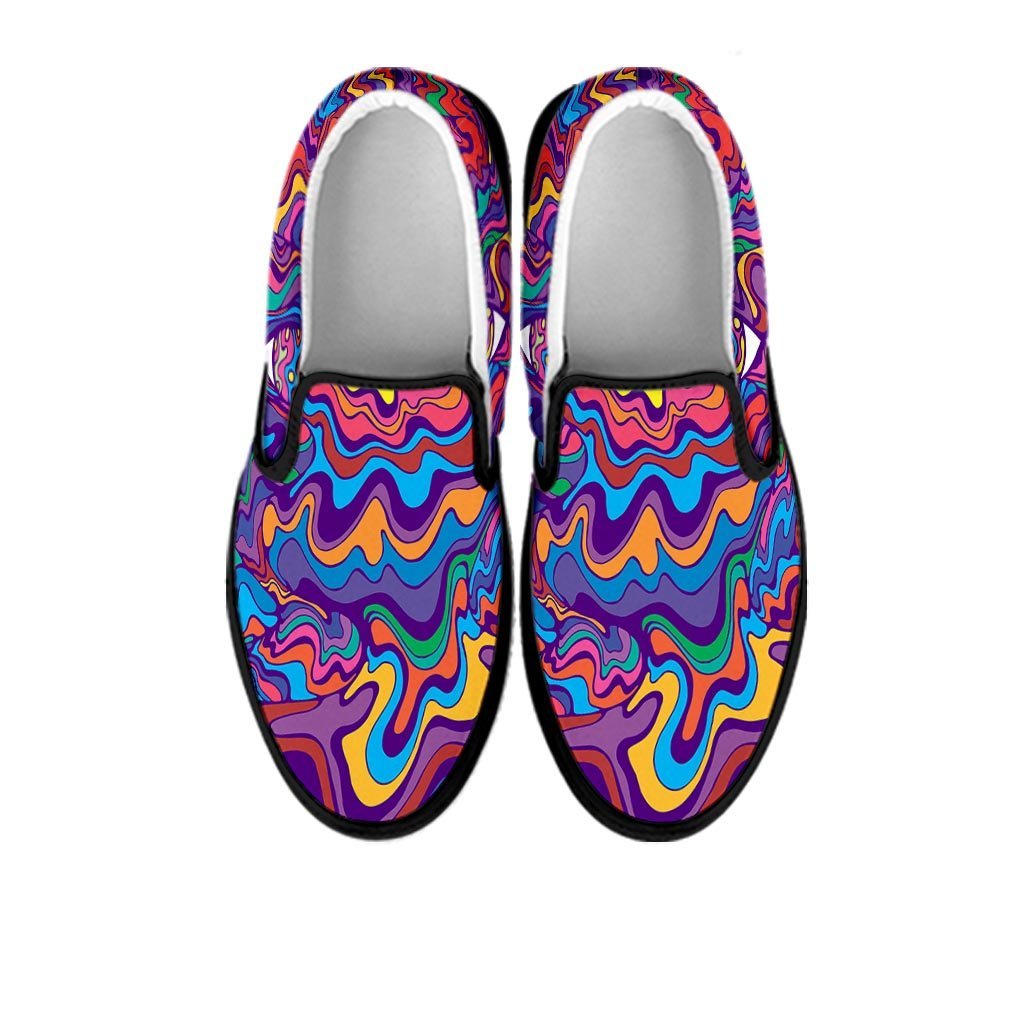 Psychedelic Face Men's Slip On Sneakers-grizzshop