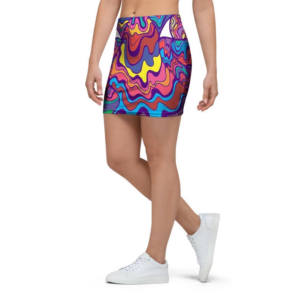 Psychedelic Face Mini Skirt-grizzshop
