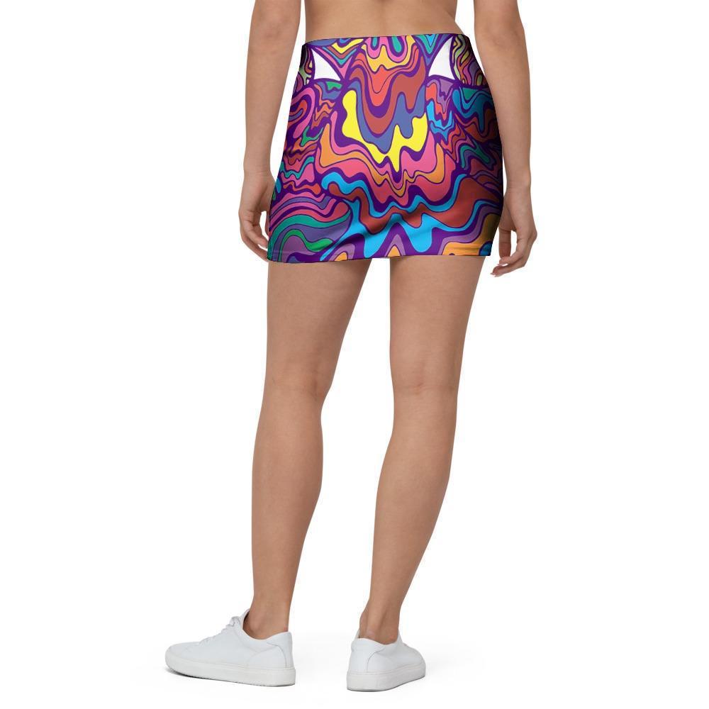 Psychedelic Face Mini Skirt-grizzshop
