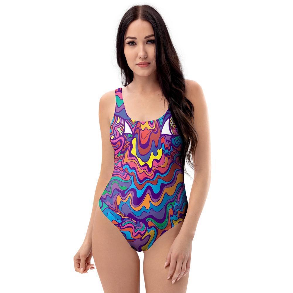 Psychedelic Face One Piece Swimsuite-grizzshop