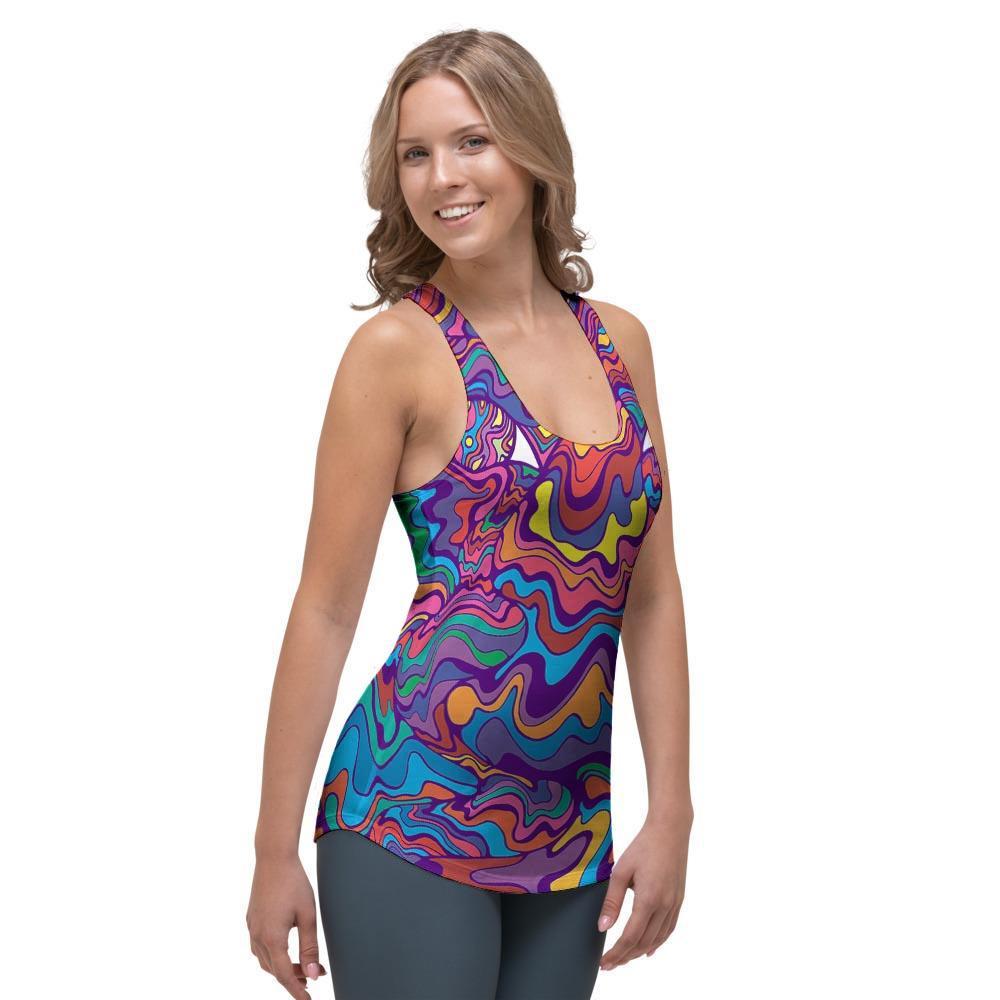 Psychedelic Face Women's Racerback Tank Top-grizzshop