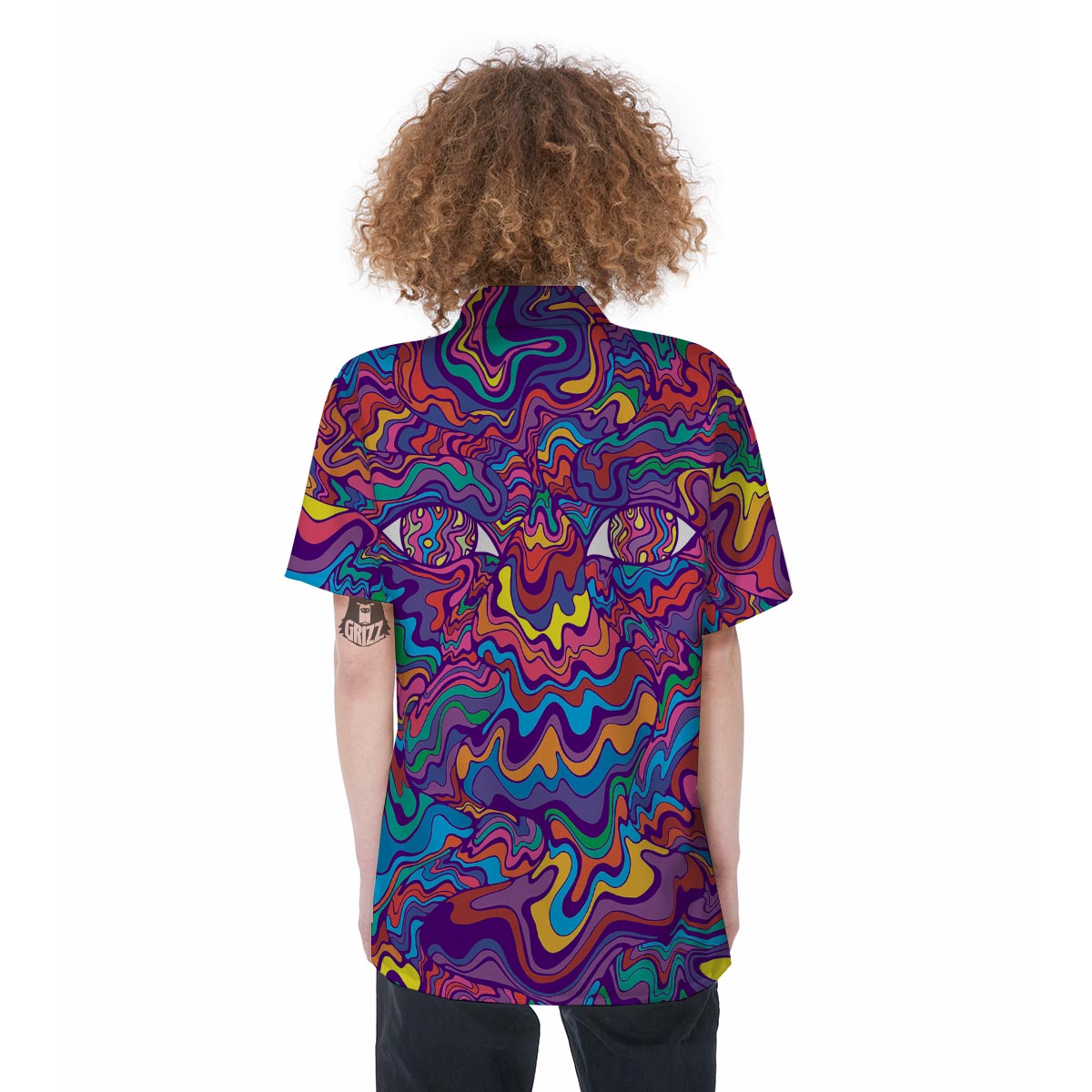 Psychedelic Face Women's Short Sleeve Shirts-grizzshop