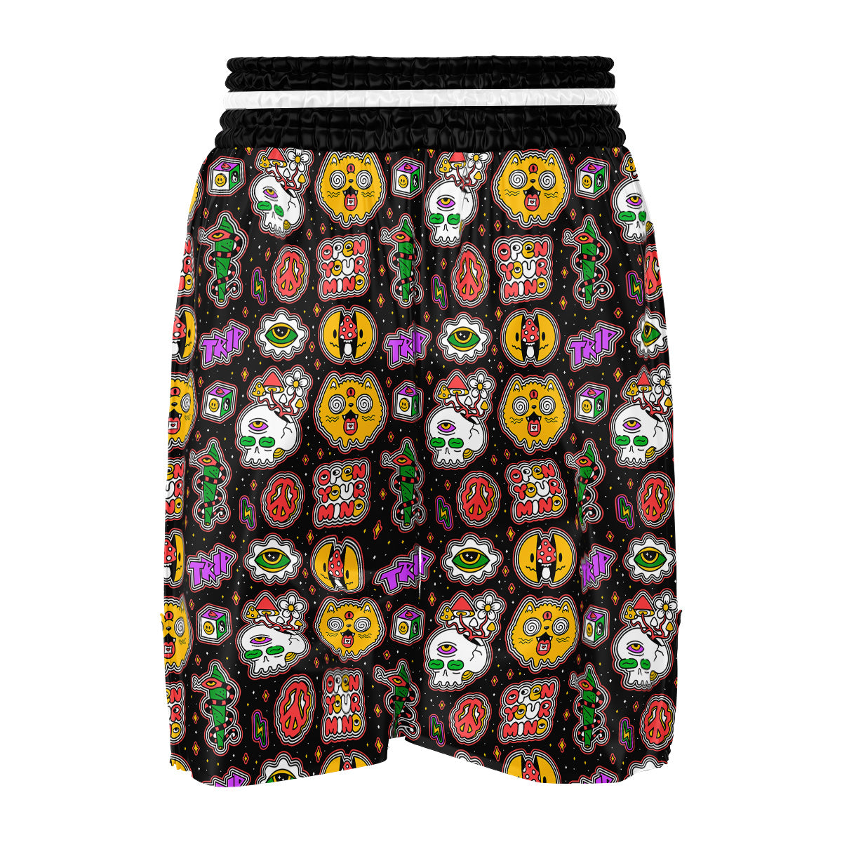 Psychedelic Funny Crazy Colorful Print Pattern Boxing Shorts-grizzshop