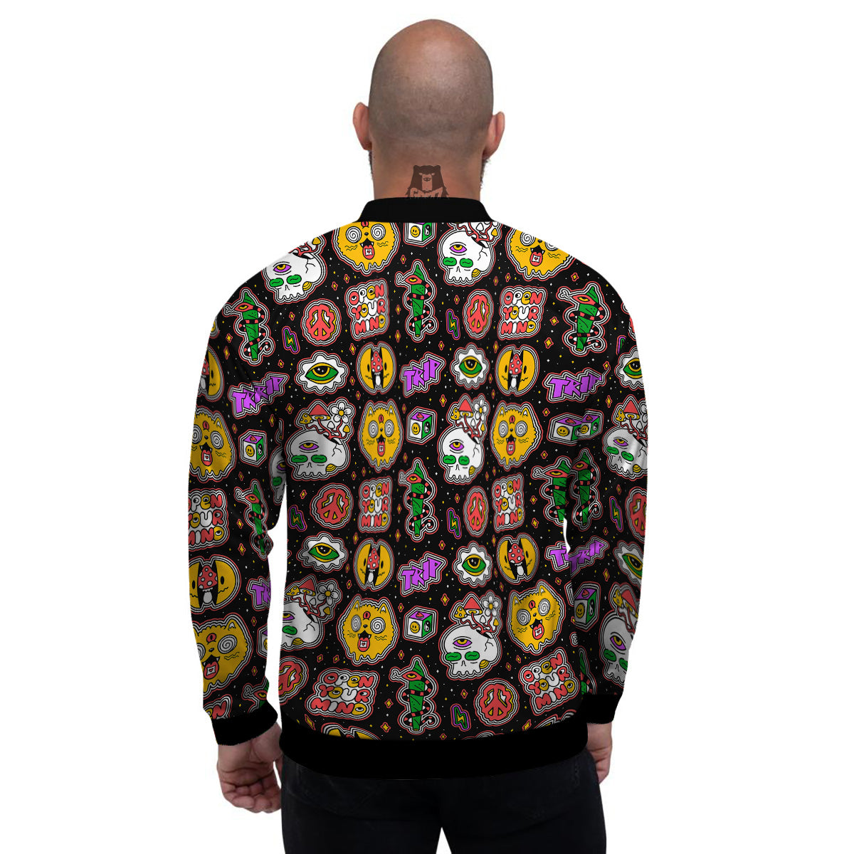 Psychedelic Funny Crazy Colorful Print Pattern Men's Bomber Jacket