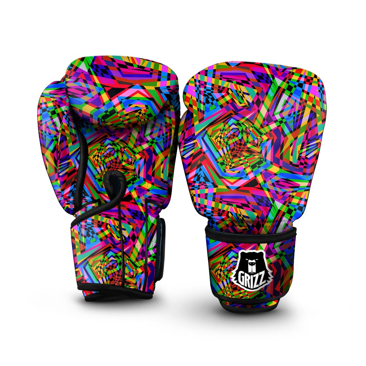 Psychedelic Geometric Multicolor Boxing Gloves-grizzshop
