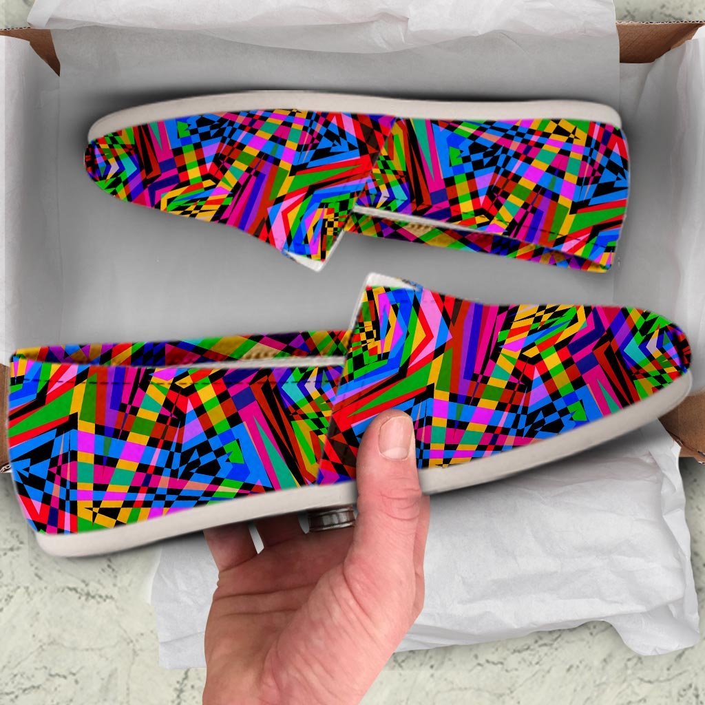 Psychedelic Geometric Multicolor Canvas Shoes-grizzshop