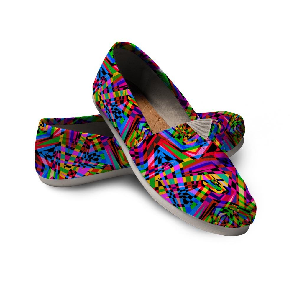 Psychedelic Geometric Multicolor Canvas Shoes-grizzshop