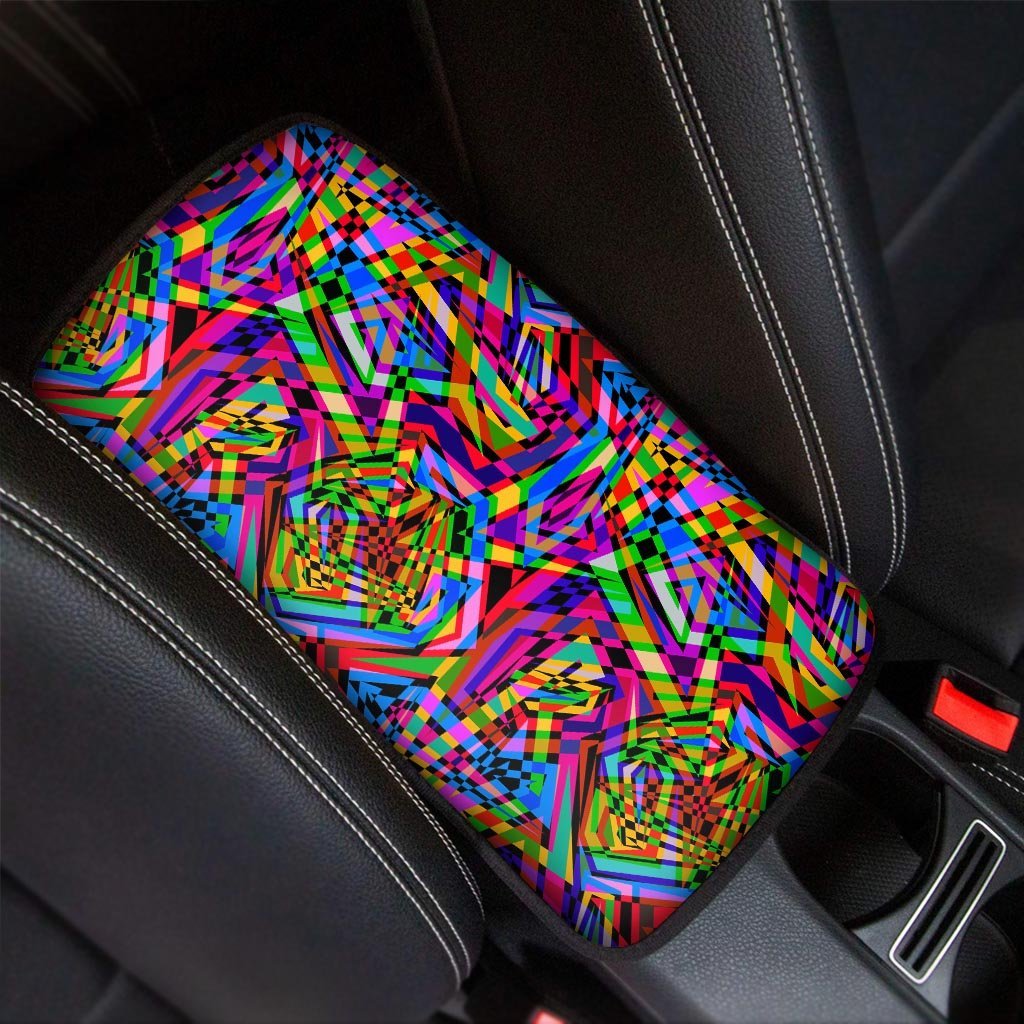 Psychedelic Geometric Multicolor Car Console Cover-grizzshop