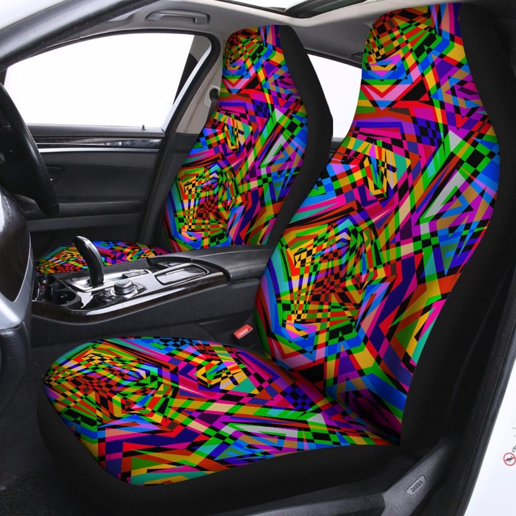 Psychedelic Geometric Multicolor Car Seat Covers-grizzshop