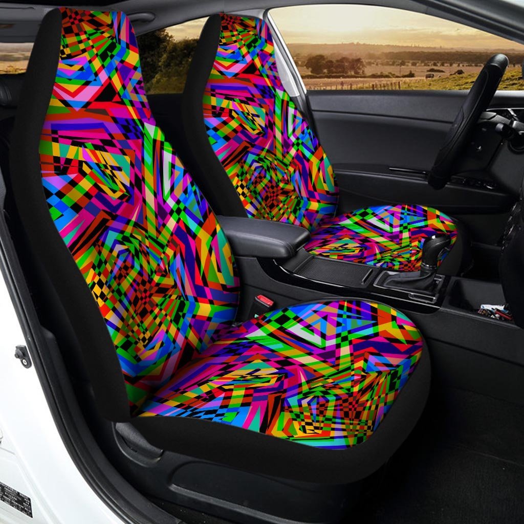 Psychedelic Geometric Multicolor Car Seat Covers-grizzshop