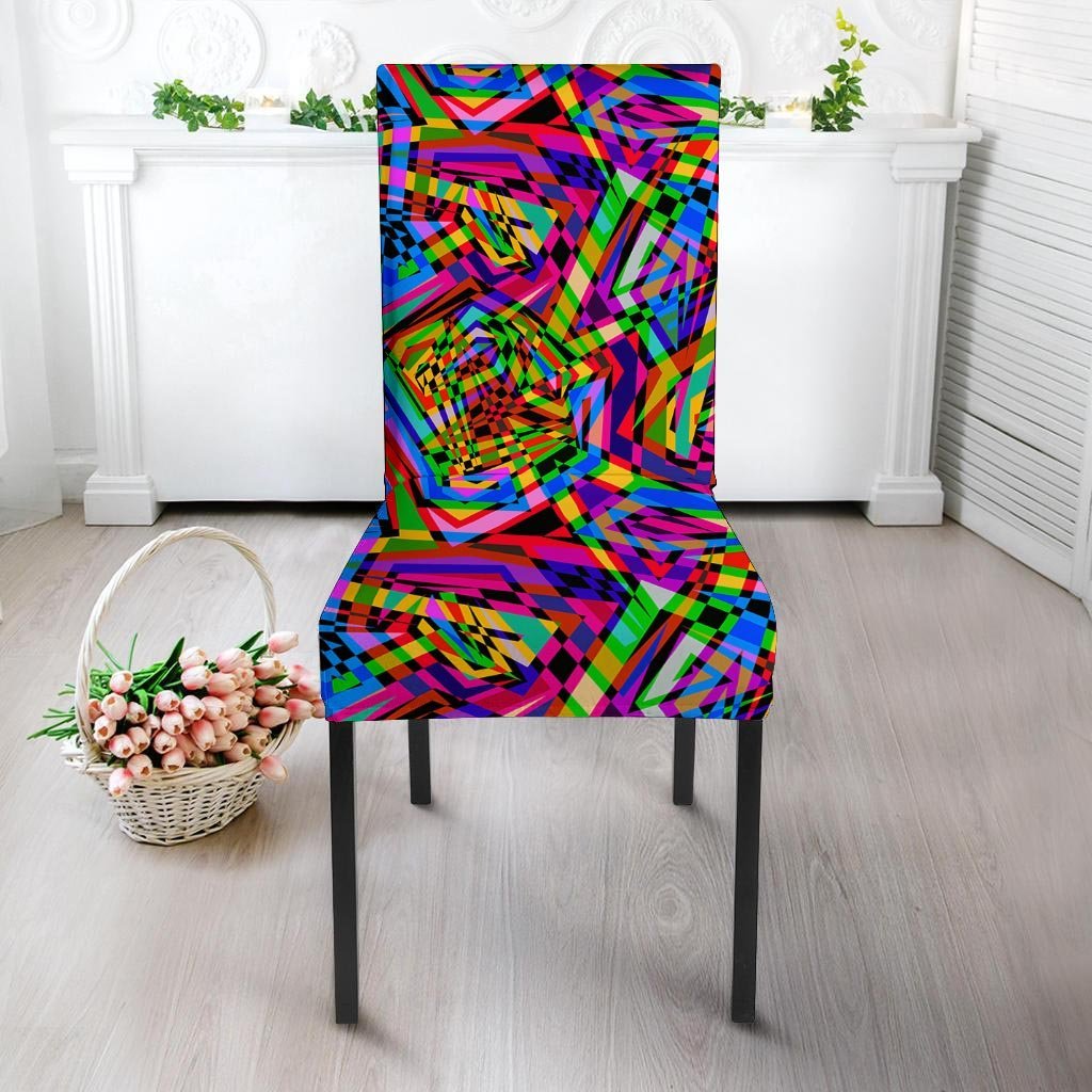 Psychedelic Geometric Multicolor Chair Cover-grizzshop