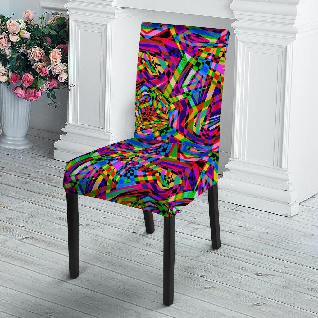 Psychedelic Geometric Multicolor Chair Cover-grizzshop