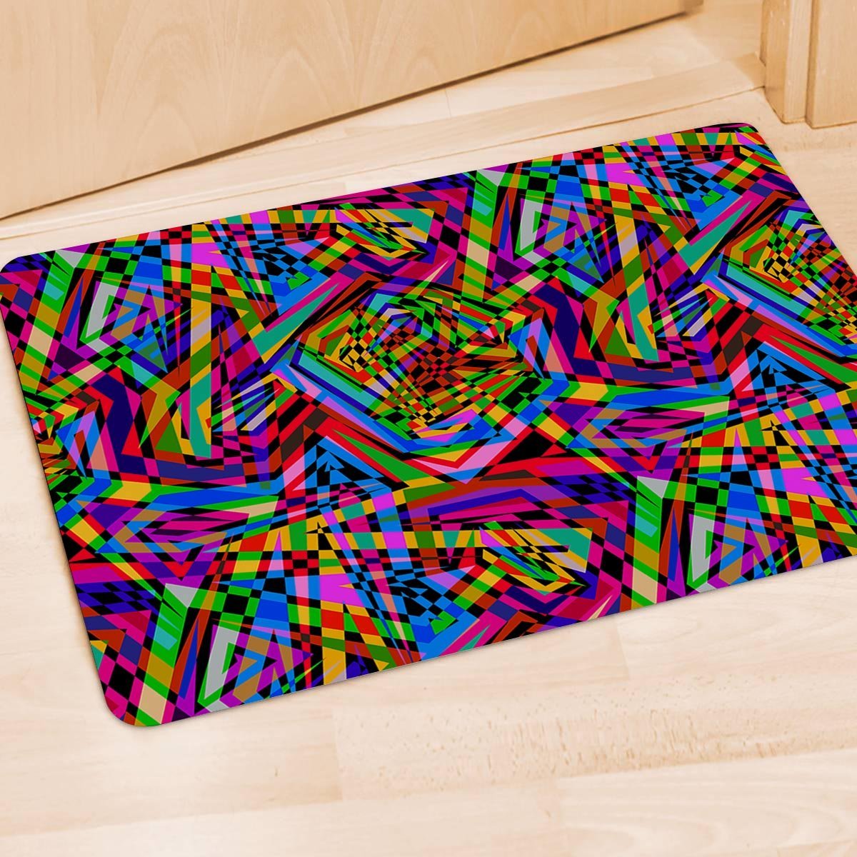 Psychedelic Geometric Multicolor Door Mat-grizzshop
