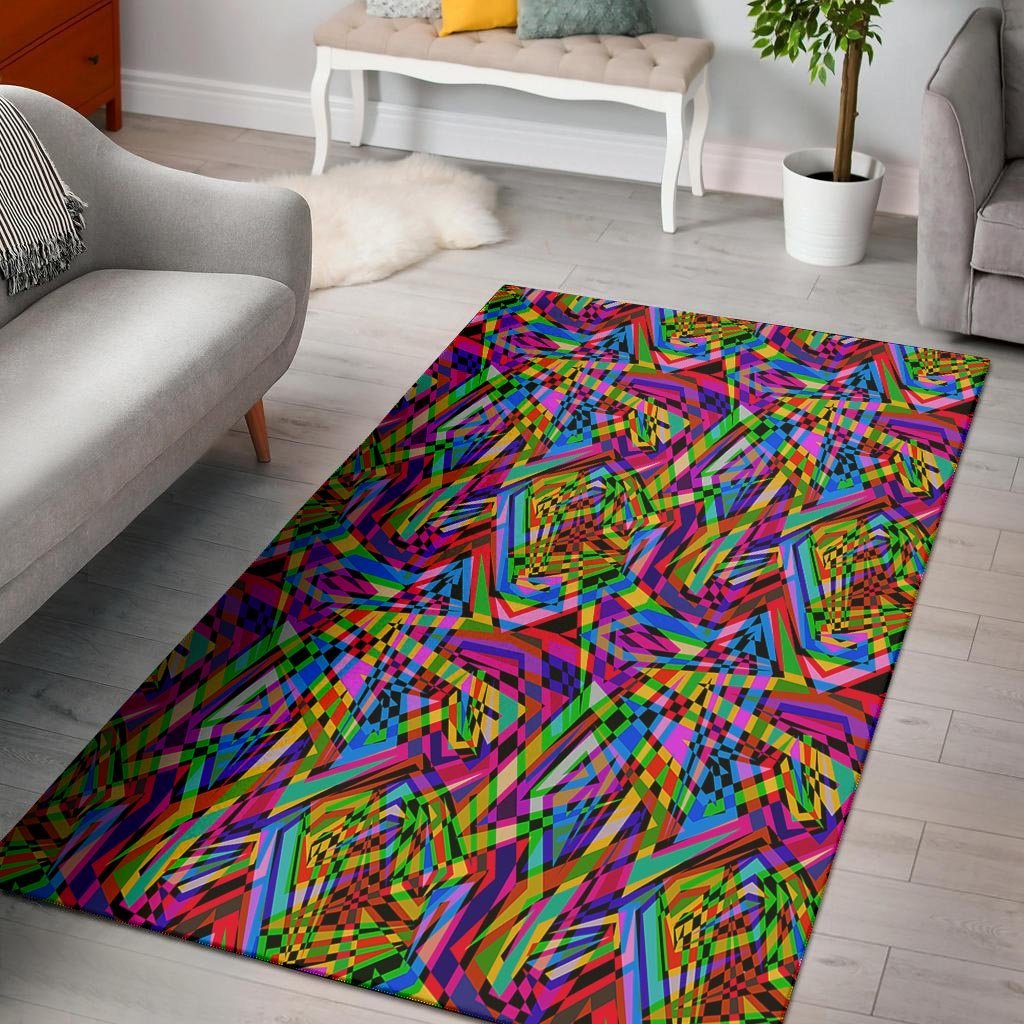 Psychedelic Geometric Multicolor Floor Mat-grizzshop