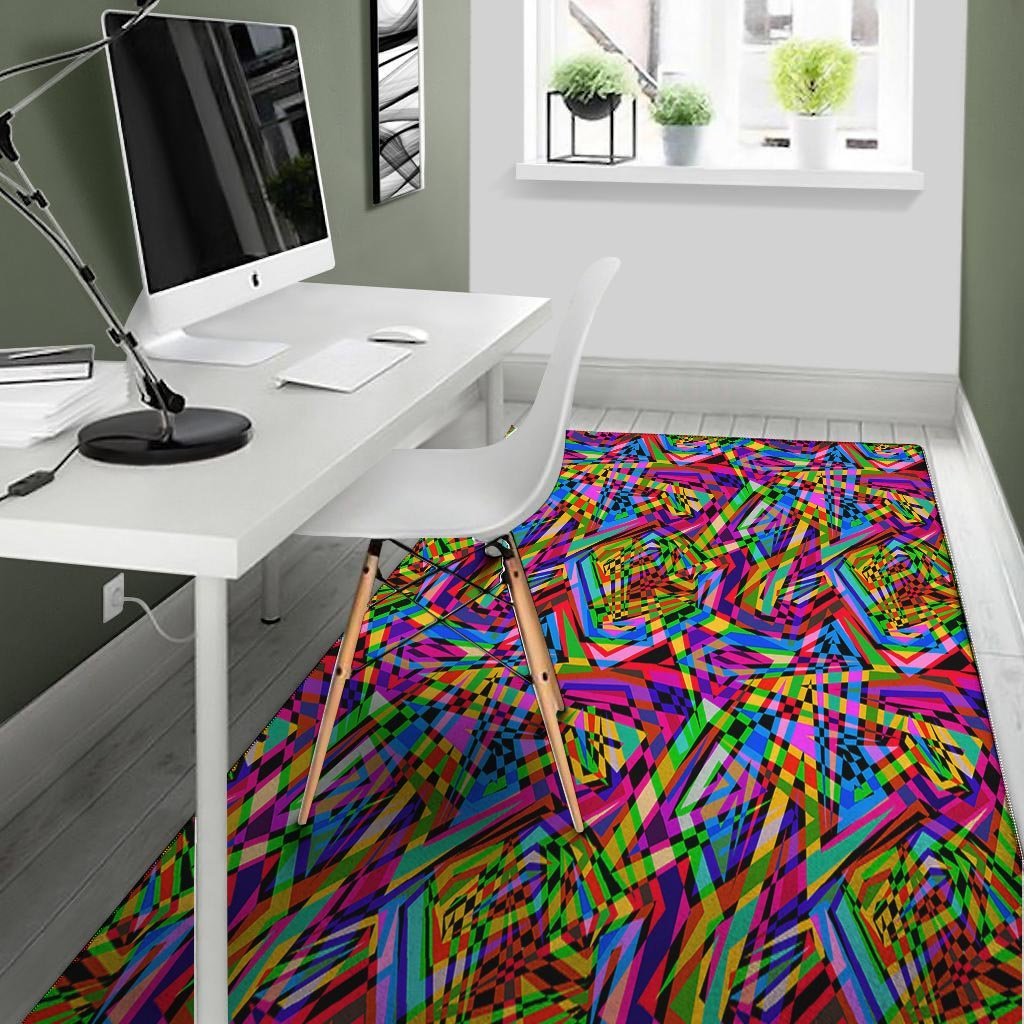 Psychedelic Geometric Multicolor Floor Mat-grizzshop
