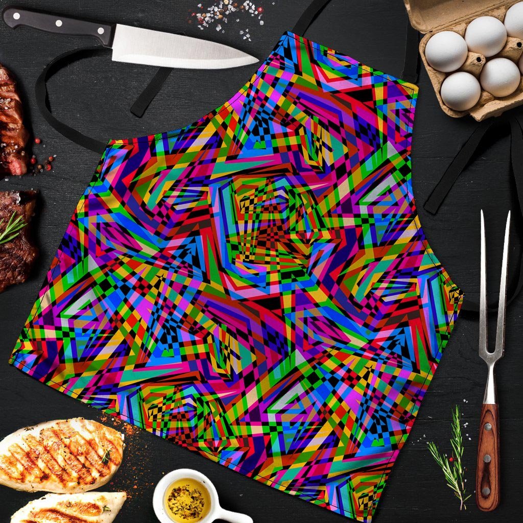 Psychedelic Geometric Multicolor Men's Apron-grizzshop
