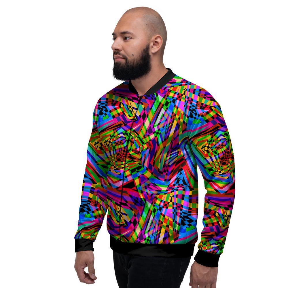 Psychedelic Geometric Multicolor Men's Bomber Jacket-grizzshop
