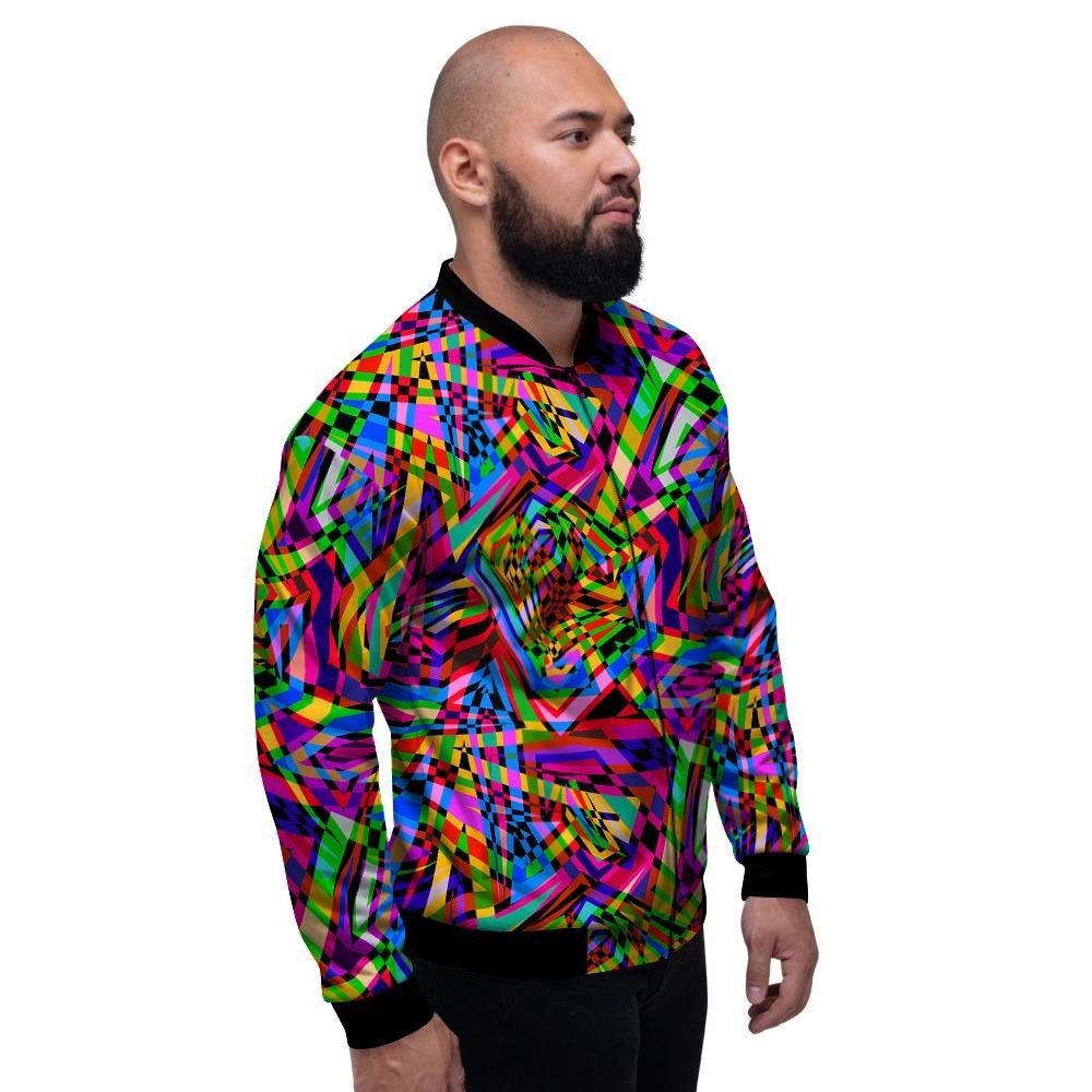 Psychedelic Geometric Multicolor Men's Bomber Jacket-grizzshop