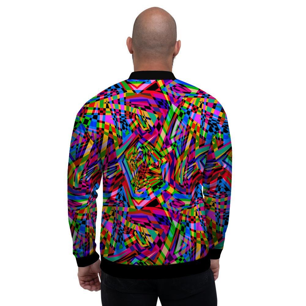 Psychedelic Geometric Multicolor Men's Bomber Jacket-grizzshop