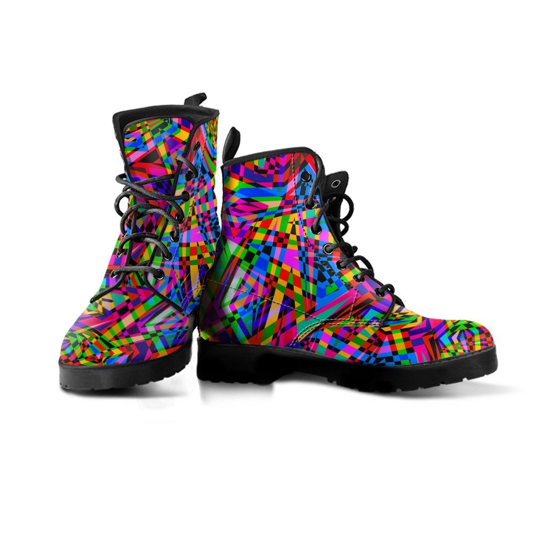 Psychedelic Geometric Multicolor Men's Boots-grizzshop