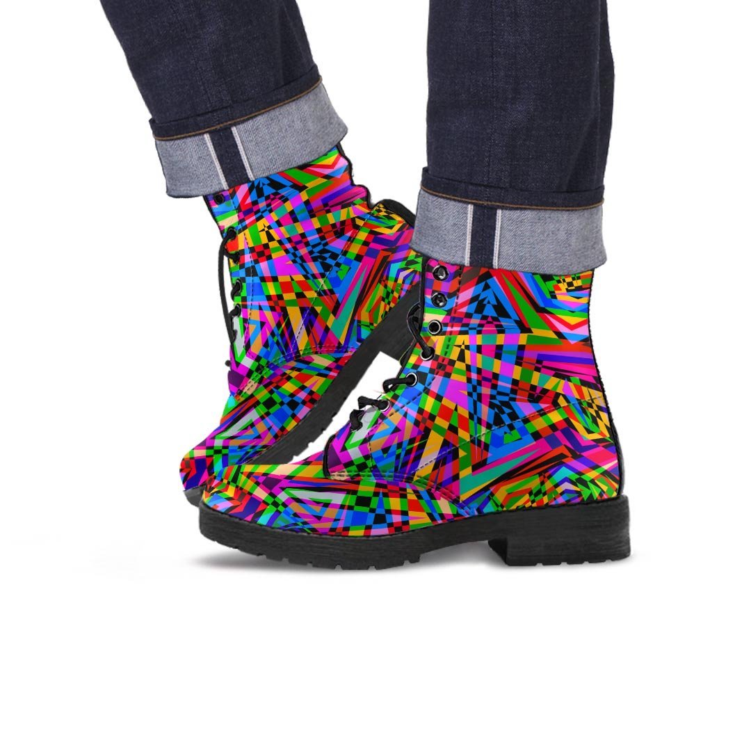 Psychedelic Geometric Multicolor Men's Boots-grizzshop