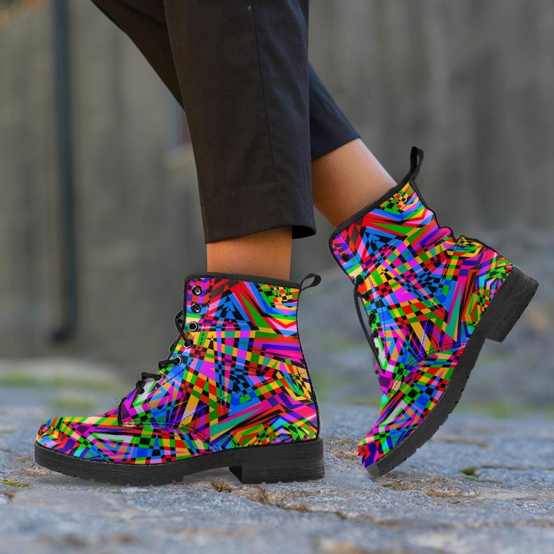 Psychedelic Geometric Multicolor Men's Boots-grizzshop