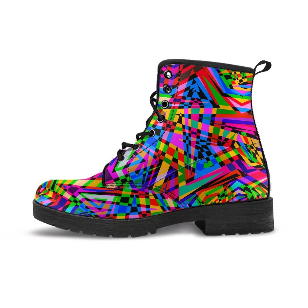 Psychedelic Geometric Multicolor Men's Boots-grizzshop