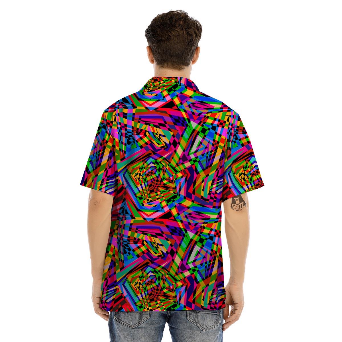 Psychedelic Geometric Multicolor Men’s Hawaiian Shirt-grizzshop