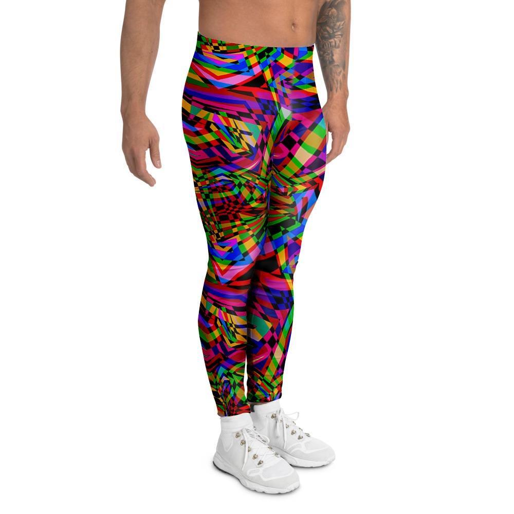 Psychedelic Geometric Multicolor Men's Leggings-grizzshop