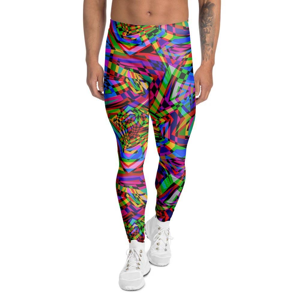 Psychedelic Geometric Multicolor Men's Leggings-grizzshop