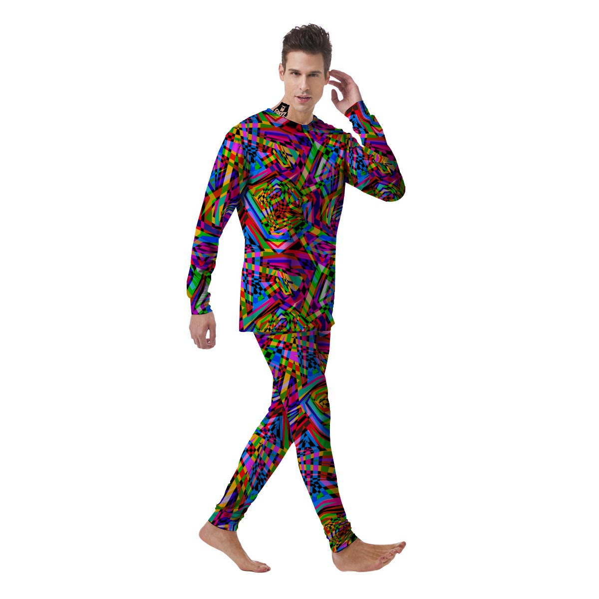 Psychedelic Geometric Multicolor Men's Pajamas-grizzshop