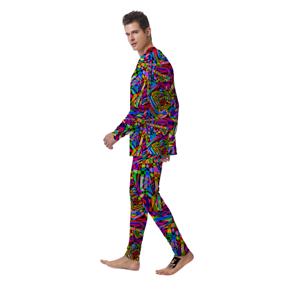 Psychedelic Geometric Multicolor Men's Pajamas-grizzshop