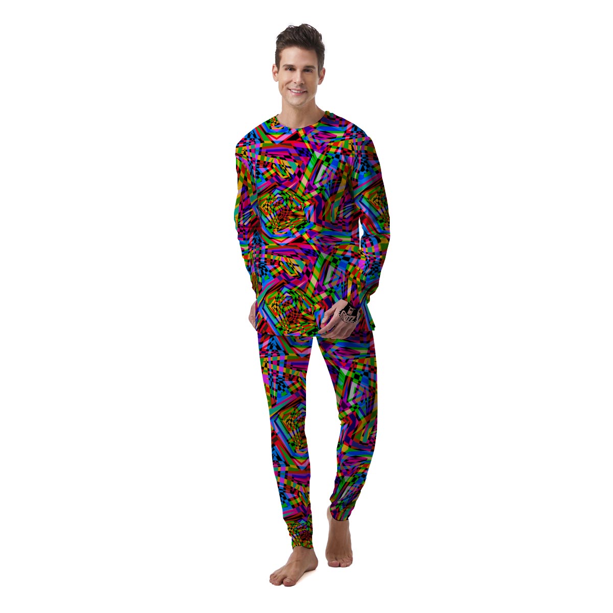 Psychedelic Geometric Multicolor Men's Pajamas-grizzshop