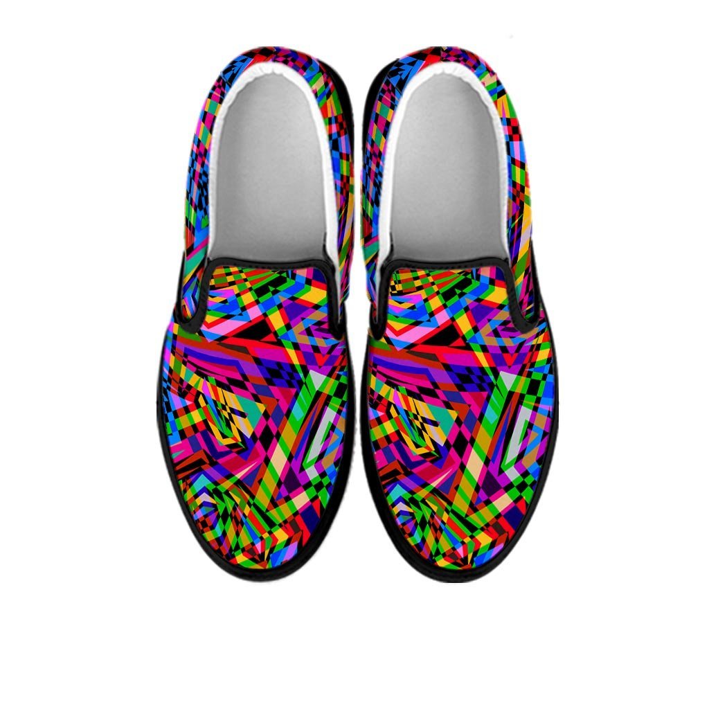 Psychedelic Geometric Multicolor Men's Slip On Sneakers-grizzshop