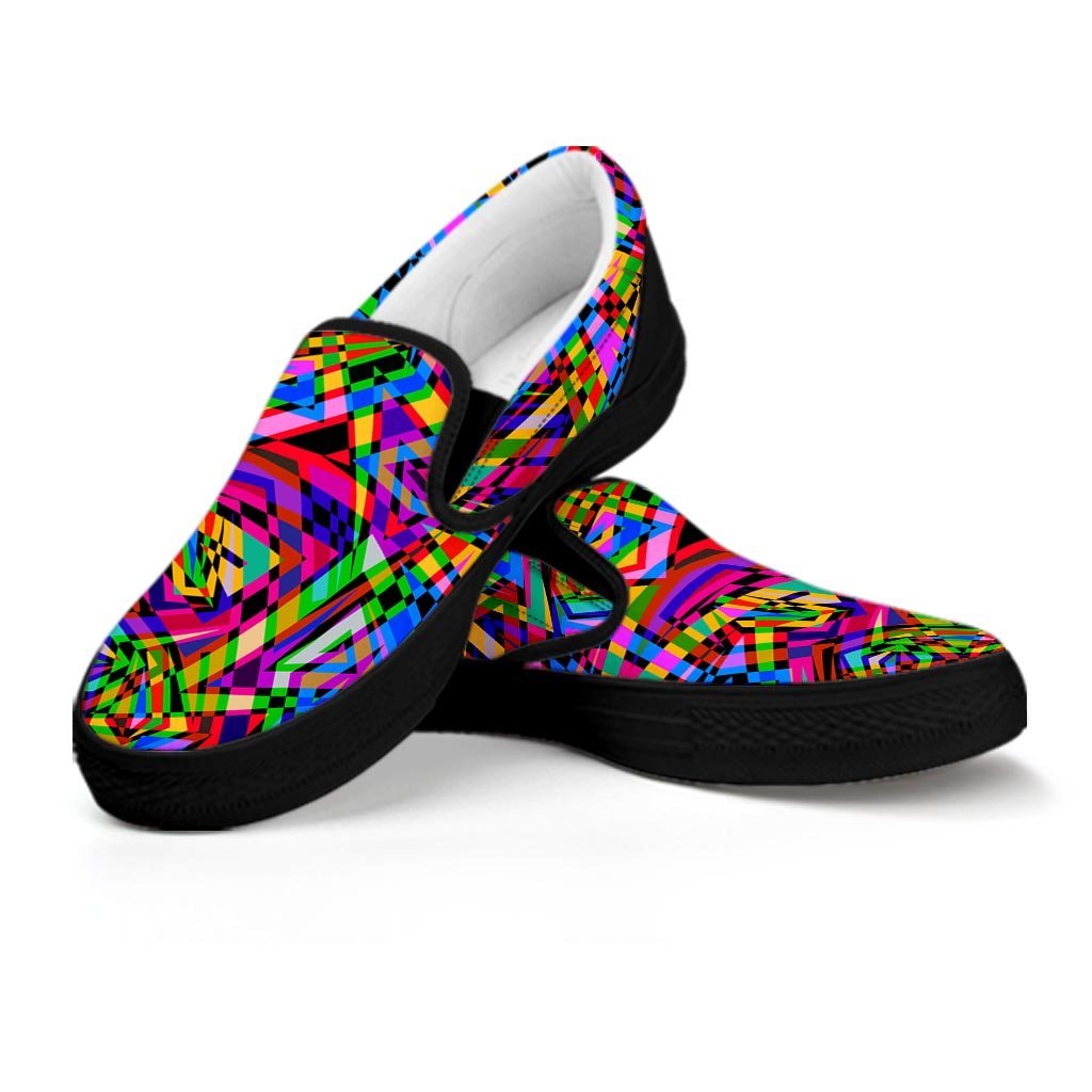 Psychedelic Geometric Multicolor Men's Slip On Sneakers-grizzshop