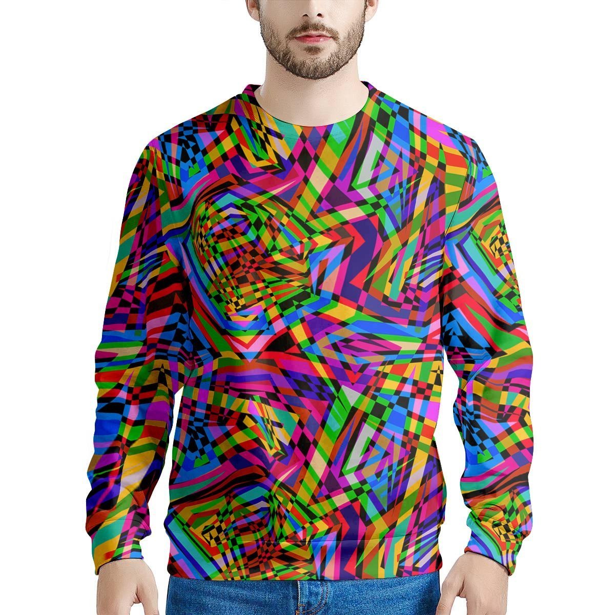 Psychedelic Geometric Multicolor Men's Sweatshirt-grizzshop