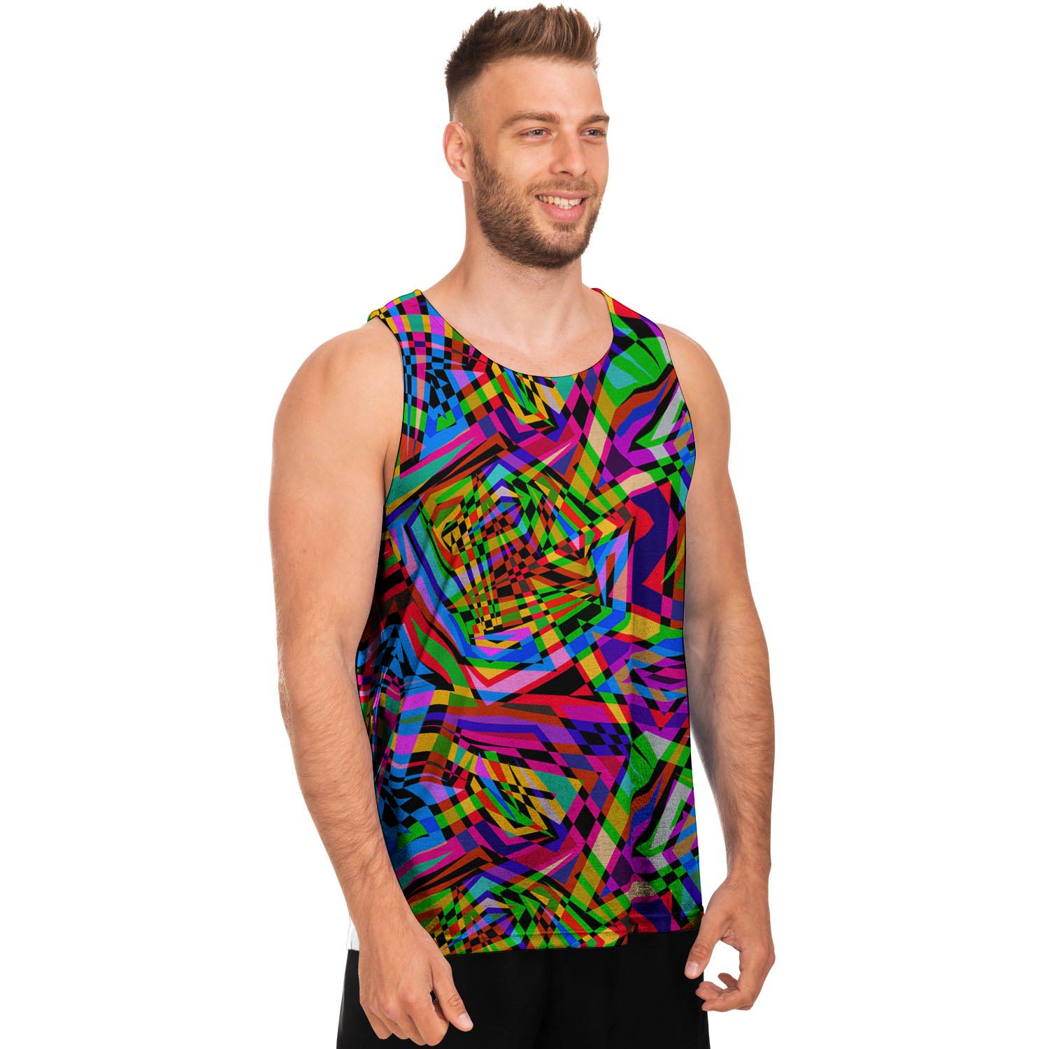 Psychedelic Geometric Multicolor Men's Tank Tops-grizzshop