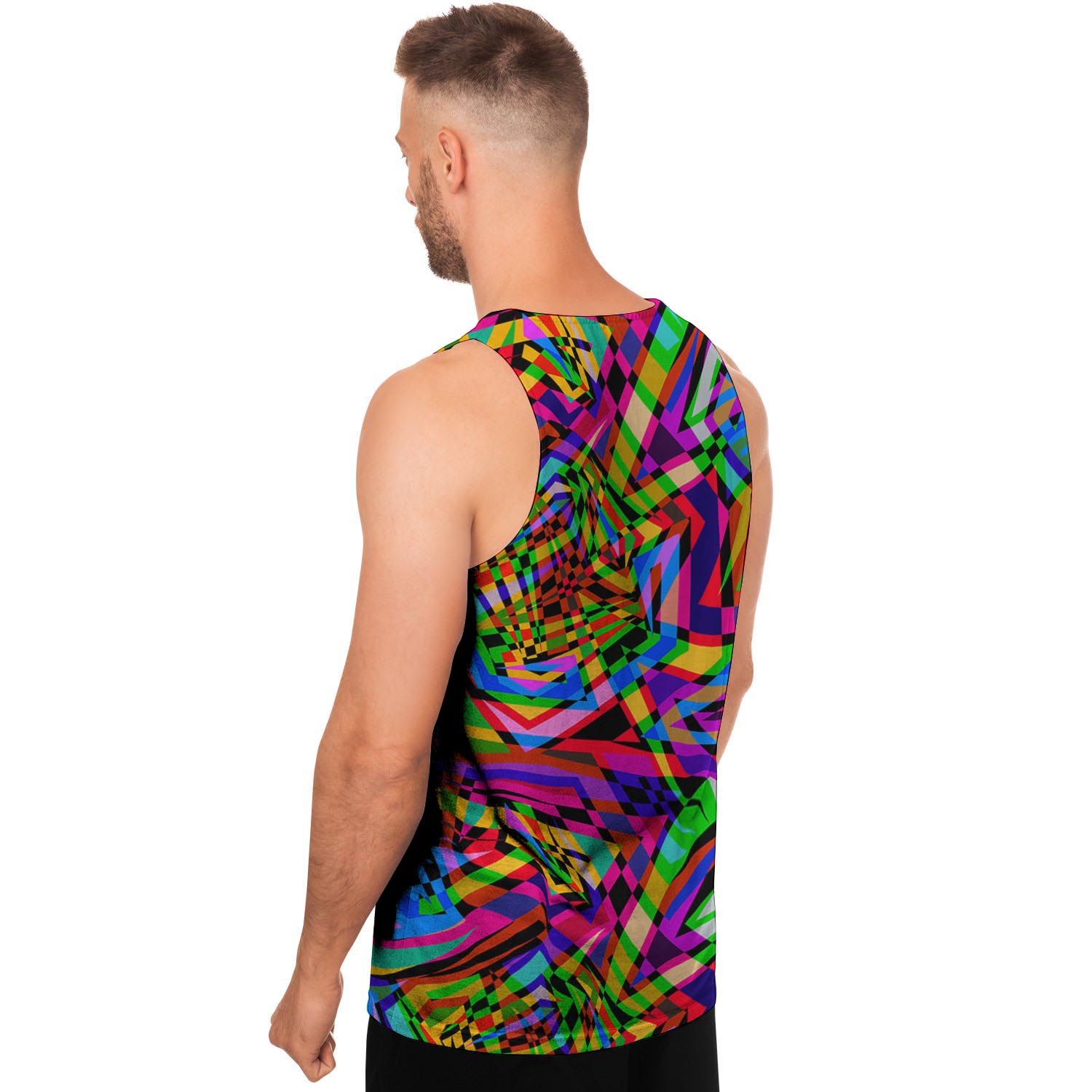Psychedelic Geometric Multicolor Men's Tank Tops-grizzshop