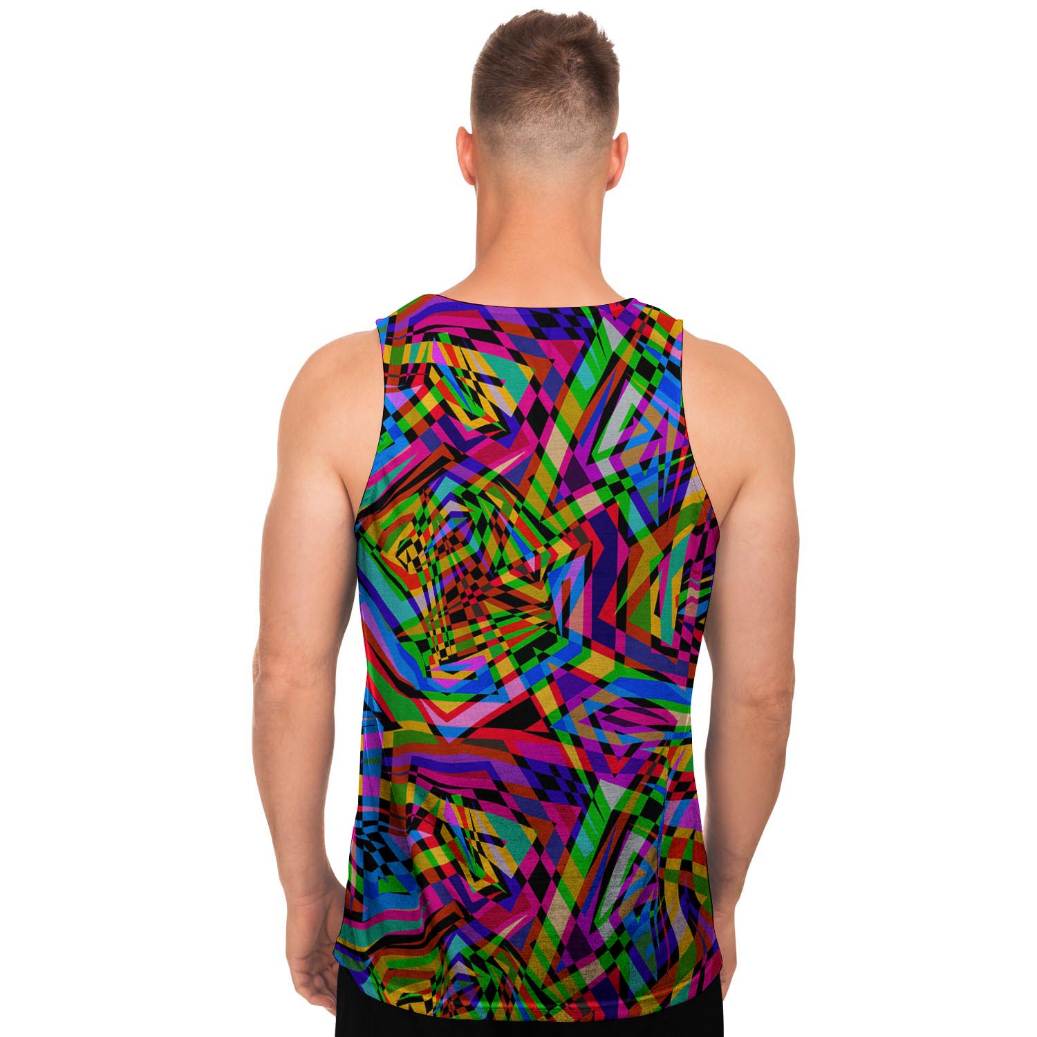 Psychedelic Geometric Multicolor Men's Tank Tops-grizzshop