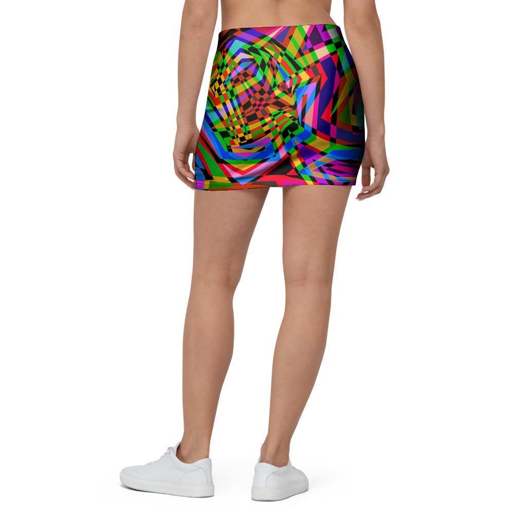Psychedelic Geometric Multicolor Mini Skirt-grizzshop