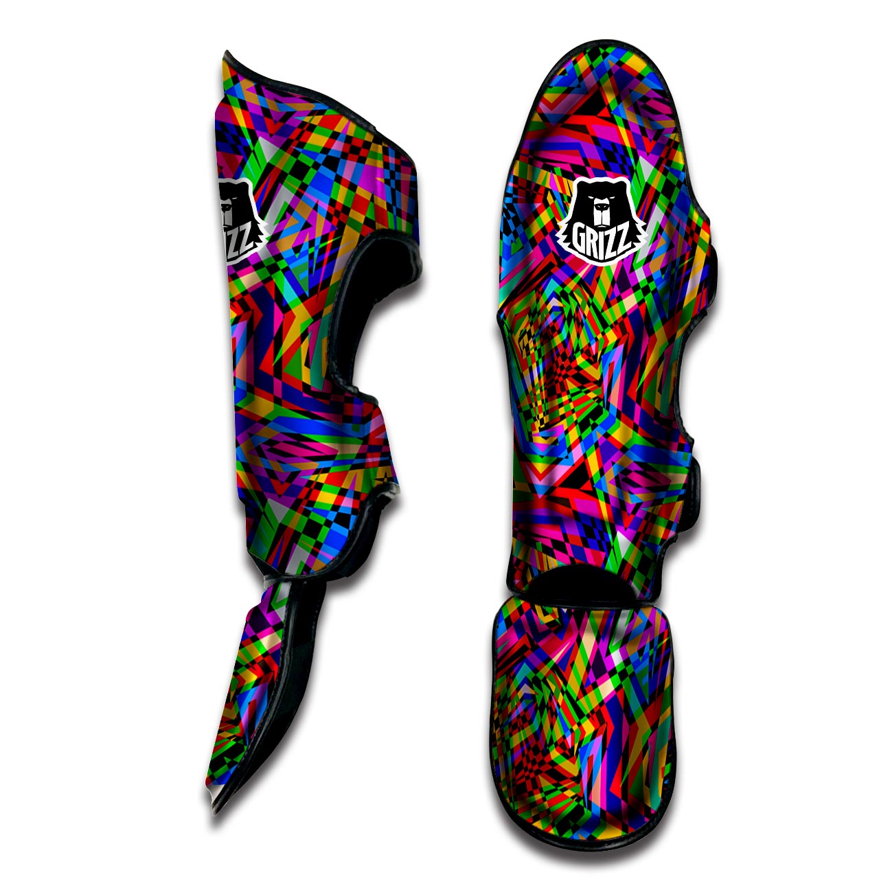 Psychedelic Geometric Multicolor Muay Thai Shin Guard-grizzshop