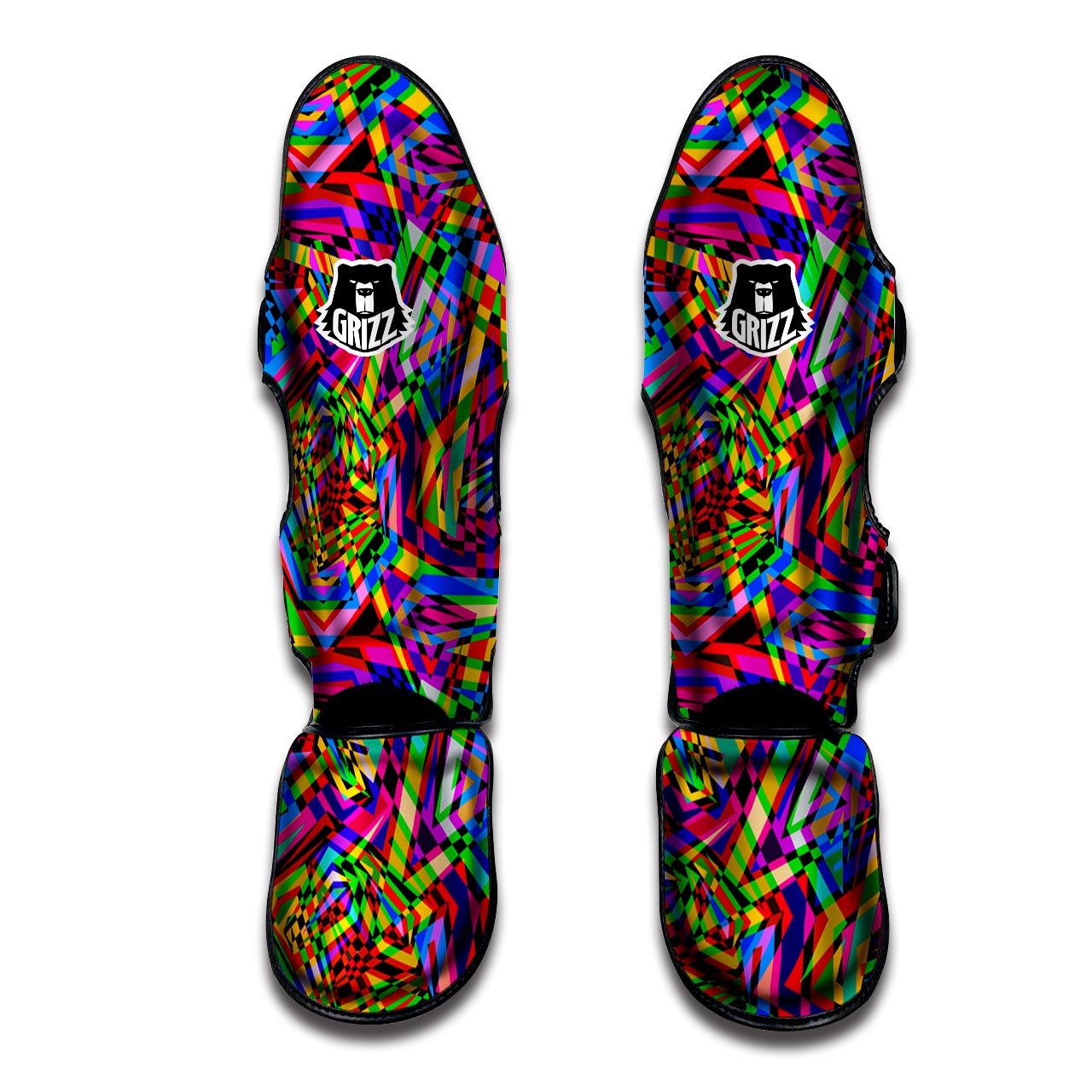 Psychedelic Geometric Multicolor Muay Thai Shin Guard-grizzshop