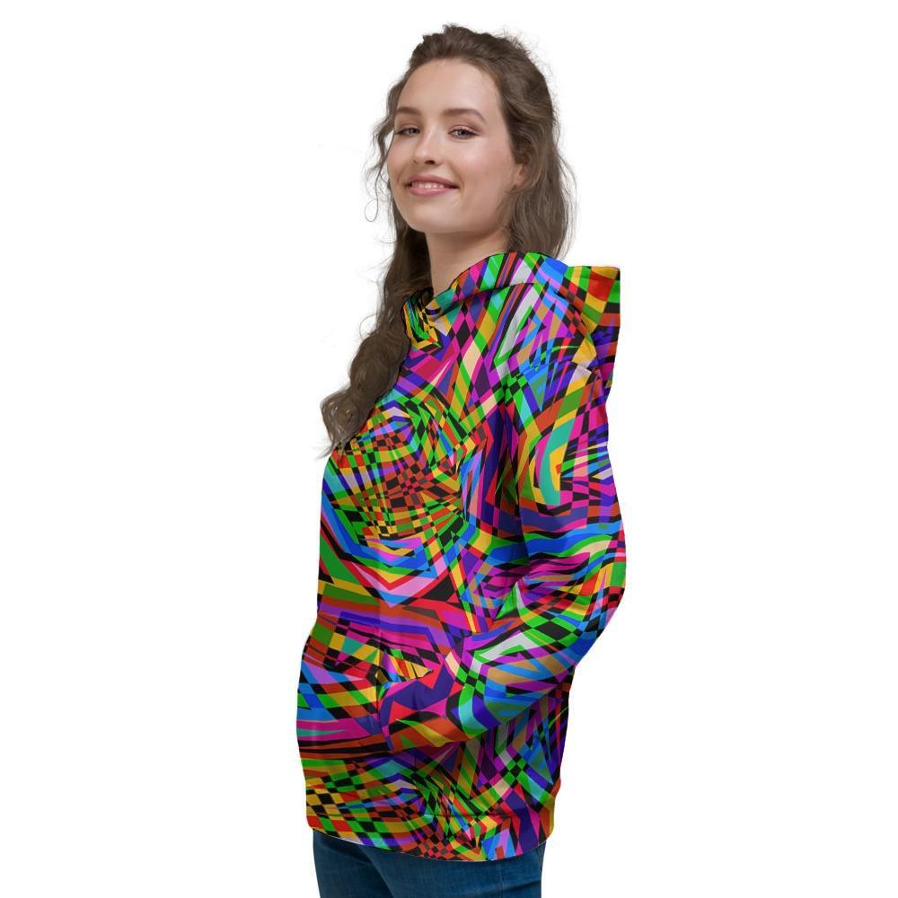 Psychedelic Geometric Multicolor Women's Hoodie-grizzshop
