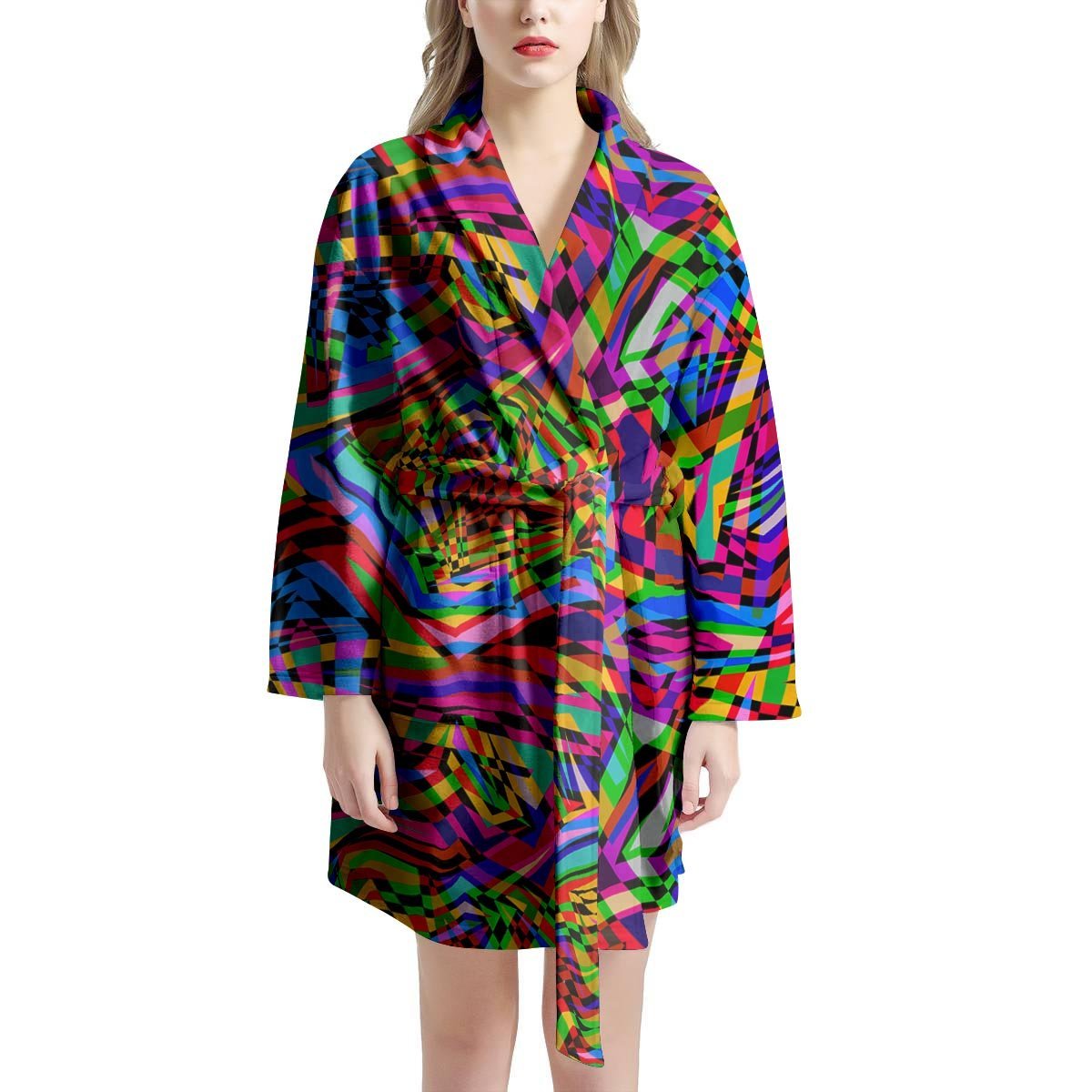 Psychedelic Geometric Multicolor Women's Robe-grizzshop