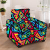 Psychedelic Geometric Print Armchair Cover-grizzshop