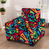 Psychedelic Geometric Print Armchair Cover-grizzshop