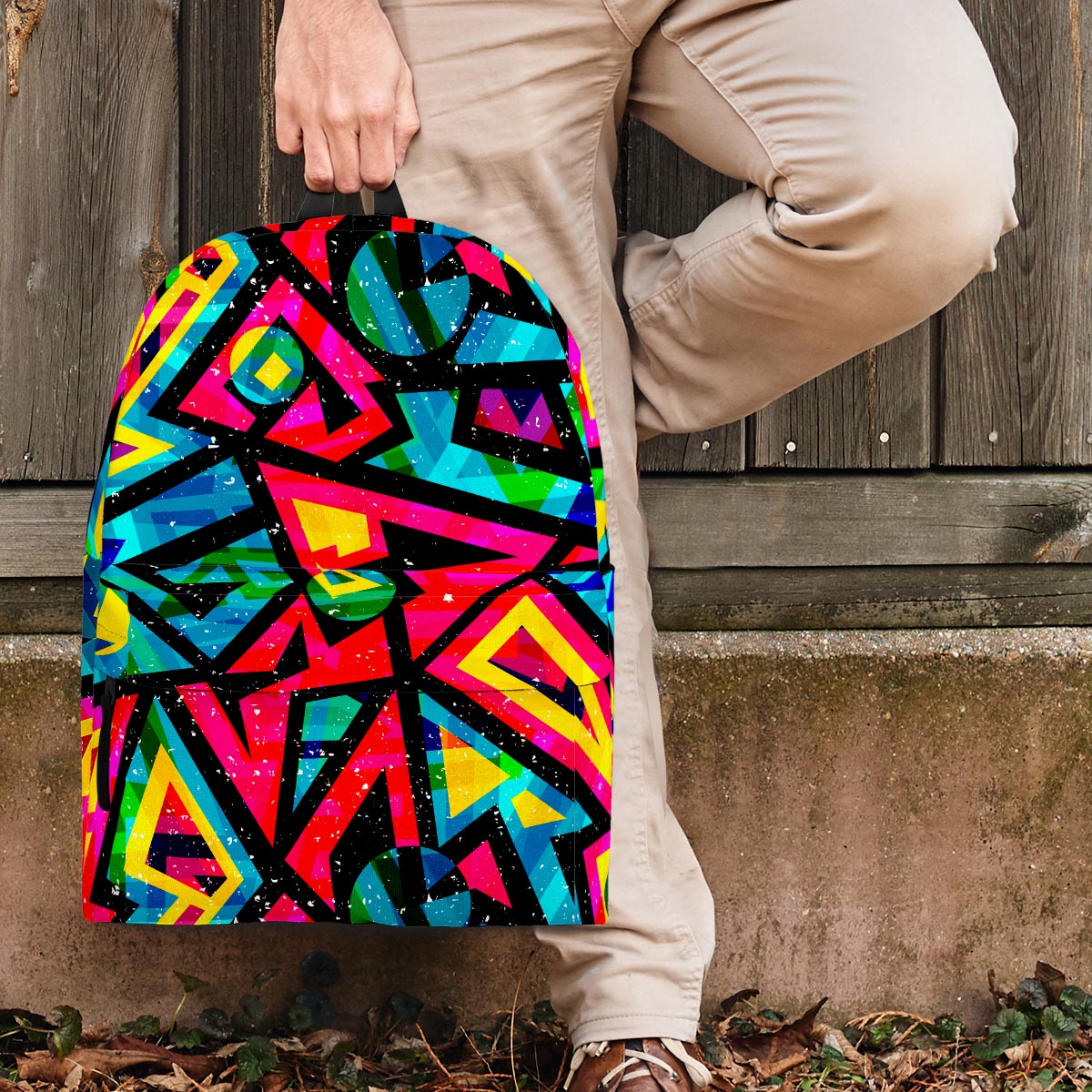 Psychedelic Geometric Print Backpack-grizzshop