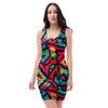 Psychedelic Geometric Print Bodycon Dress-grizzshop