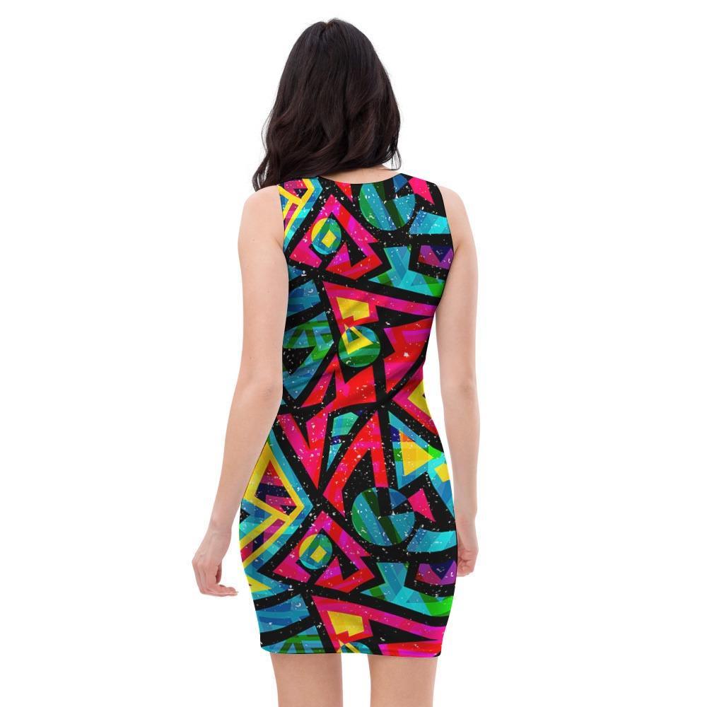 Psychedelic Geometric Print Bodycon Dress-grizzshop